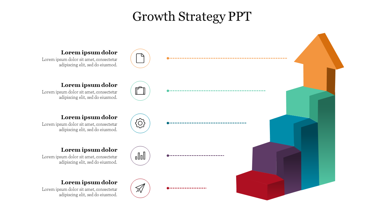 Astounding Growth Strategy PPT with Five Node Slide Design